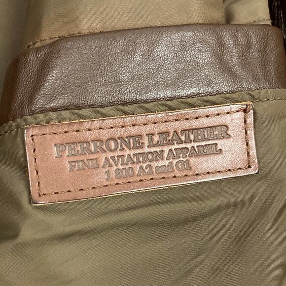 Vintage Perrone Aviation Apparel Leather A-2 Flight Bomber Jacket Size 44 - Picture 6 of 15